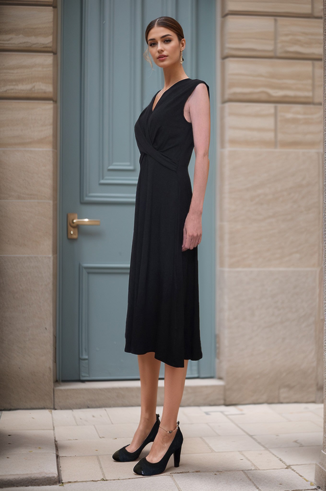 HARPER TWIST FRONT MIDI DRESS (LEOPARD PAISLEY)-VD3443