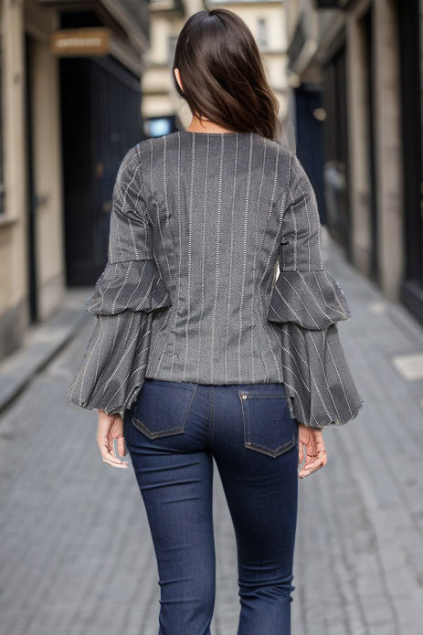 DANDY JACKET (GREY PINSTRIPE)-VJ2016