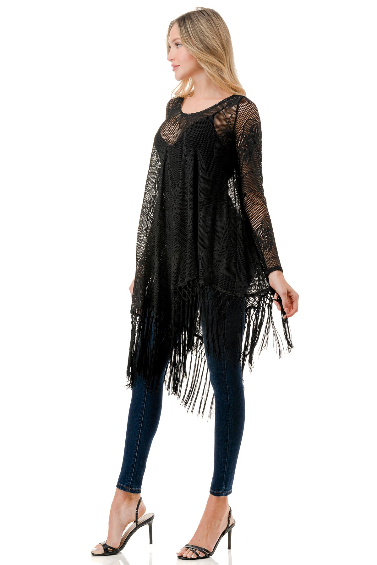 STEPHANIE LONG SLEEVE TOP (BLACK LACE)- VT1360