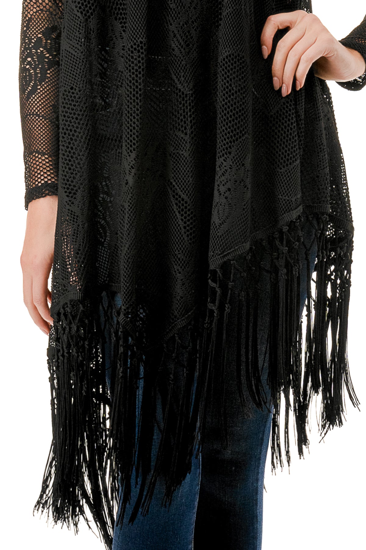 STEPHANIE LONG SLEEVE TOP (BLACK LACE)- VT1360