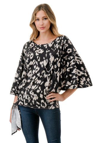 BEYONCE FRONT TIE TOP (BLACK WHITE LEOPARD)- VT2407