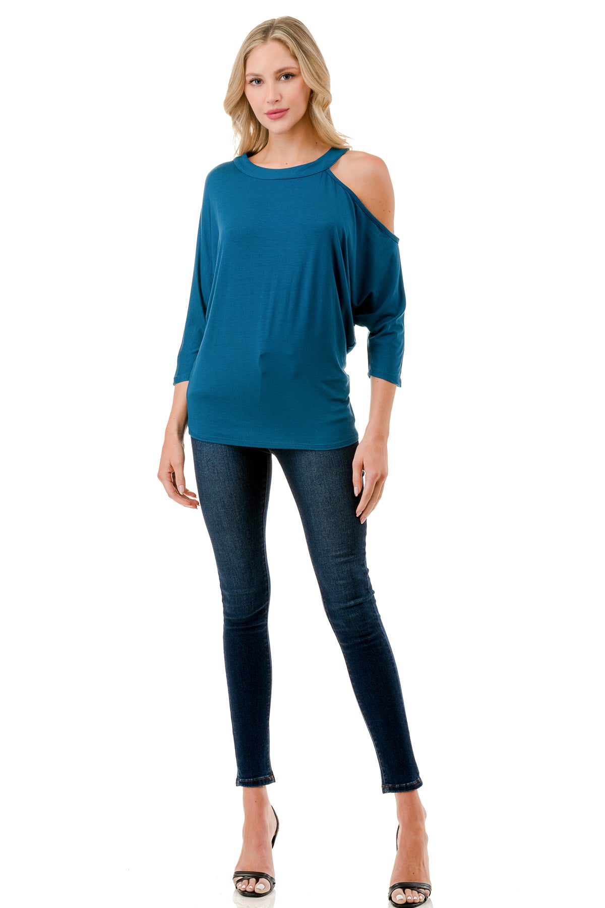LINNETTE  ASYMMETRICAL TOP (TEAL)-VT2453