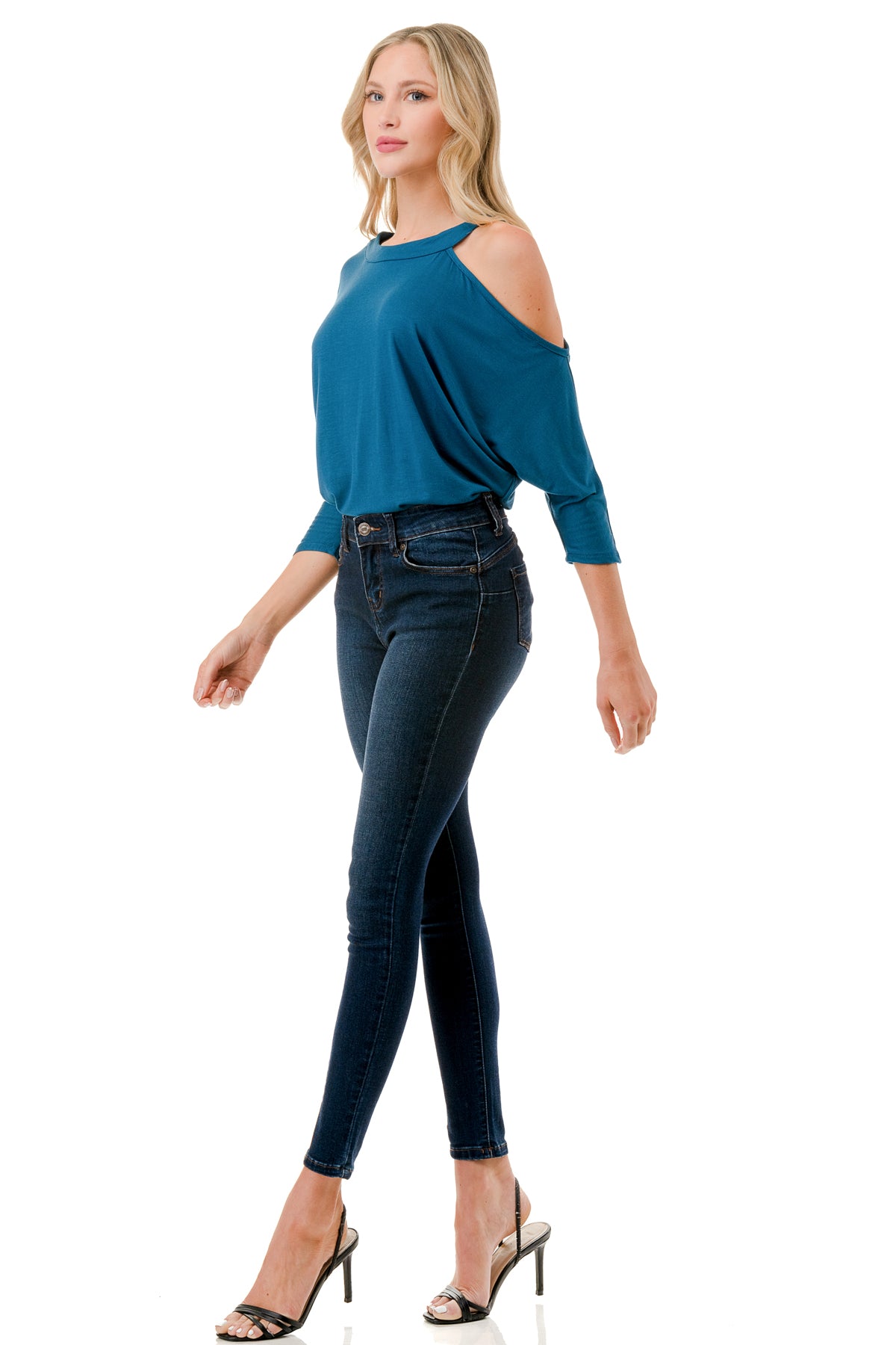 LINNETTE  ASYMMETRICAL TOP (TEAL)-VT2453