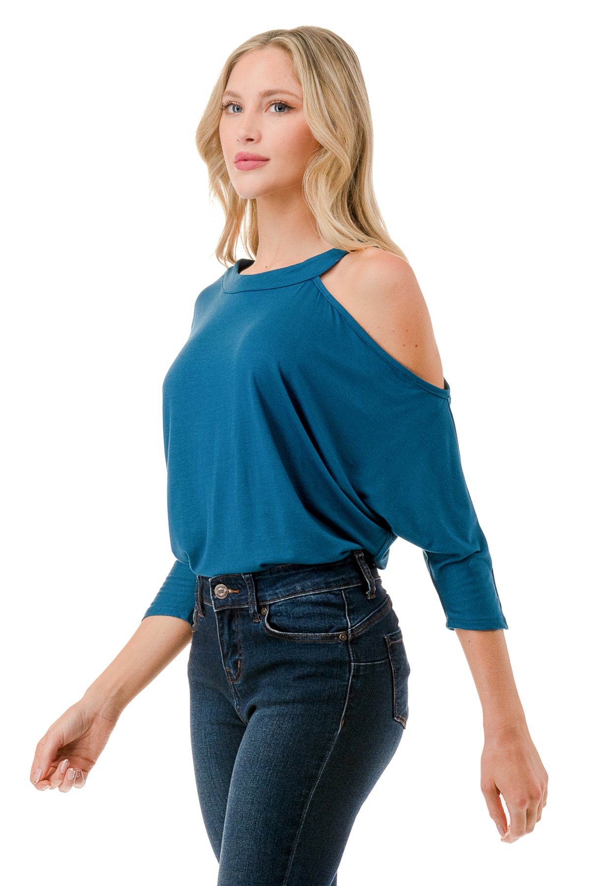 LINNETTE  ASYMMETRICAL TOP (TEAL)-VT2453