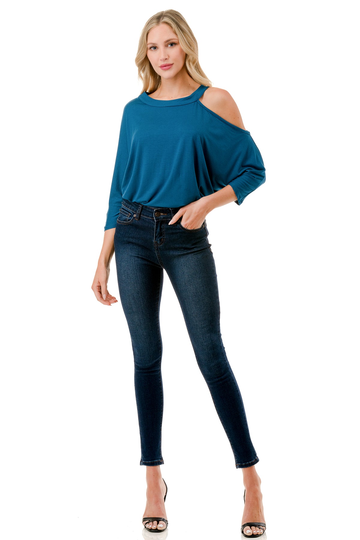 LINNETTE  ASYMMETRICAL TOP (TEAL)-VT2453