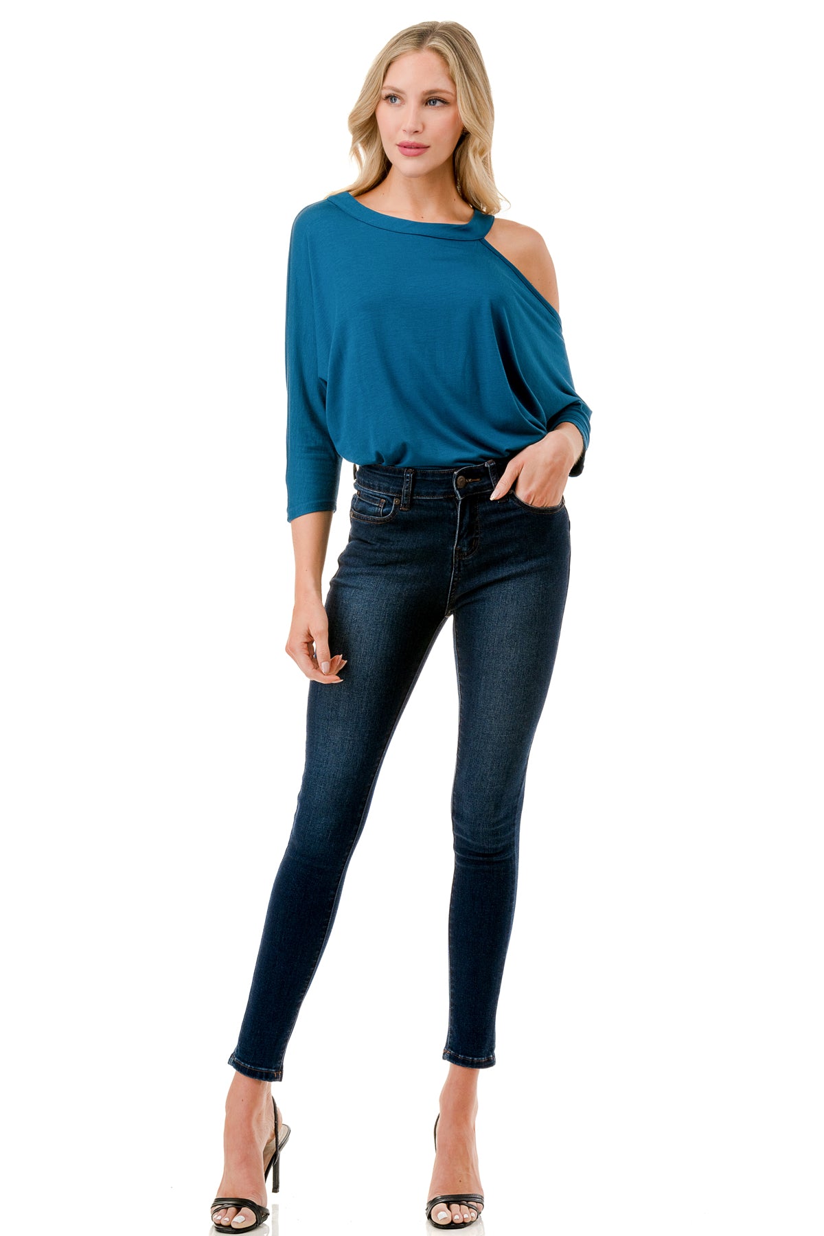 LINNETTE  ASYMMETRICAL TOP (TEAL)-VT2453
