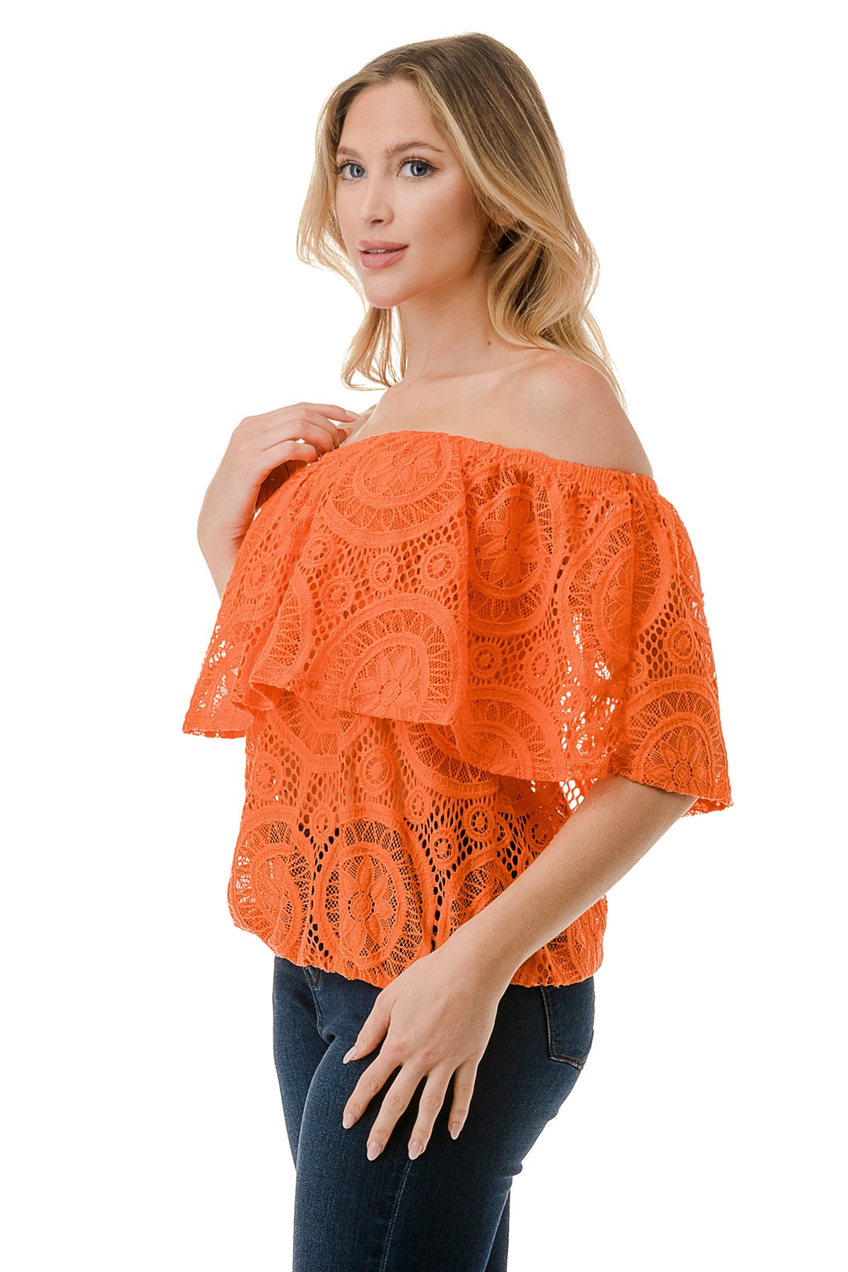 ALIVIA TUBE TOP (ORANGE LACE)- VT2499