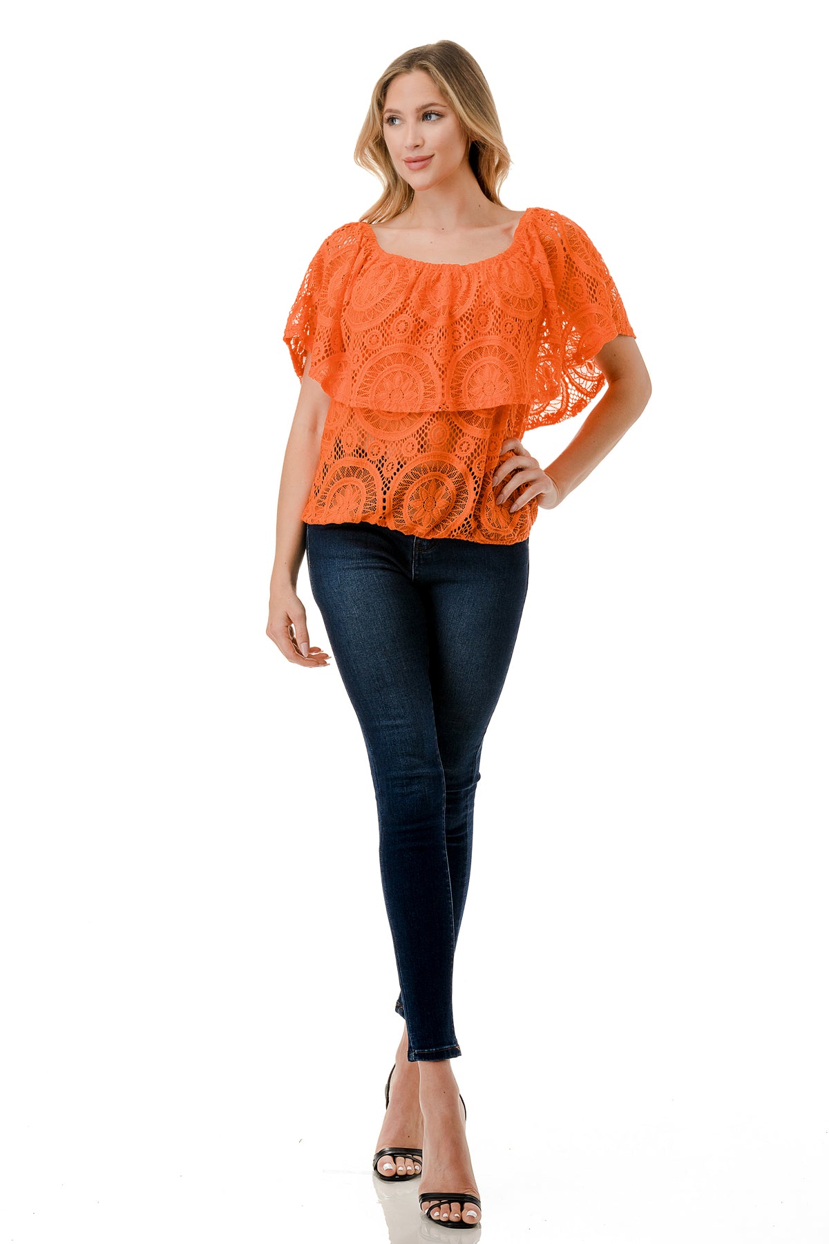 ALIVIA TUBE TOP (ORANGE LACE)- VT2499