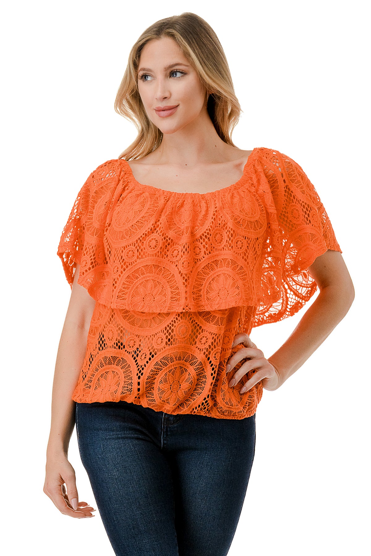 ALIVIA TUBE TOP (ORANGE LACE)- VT2499