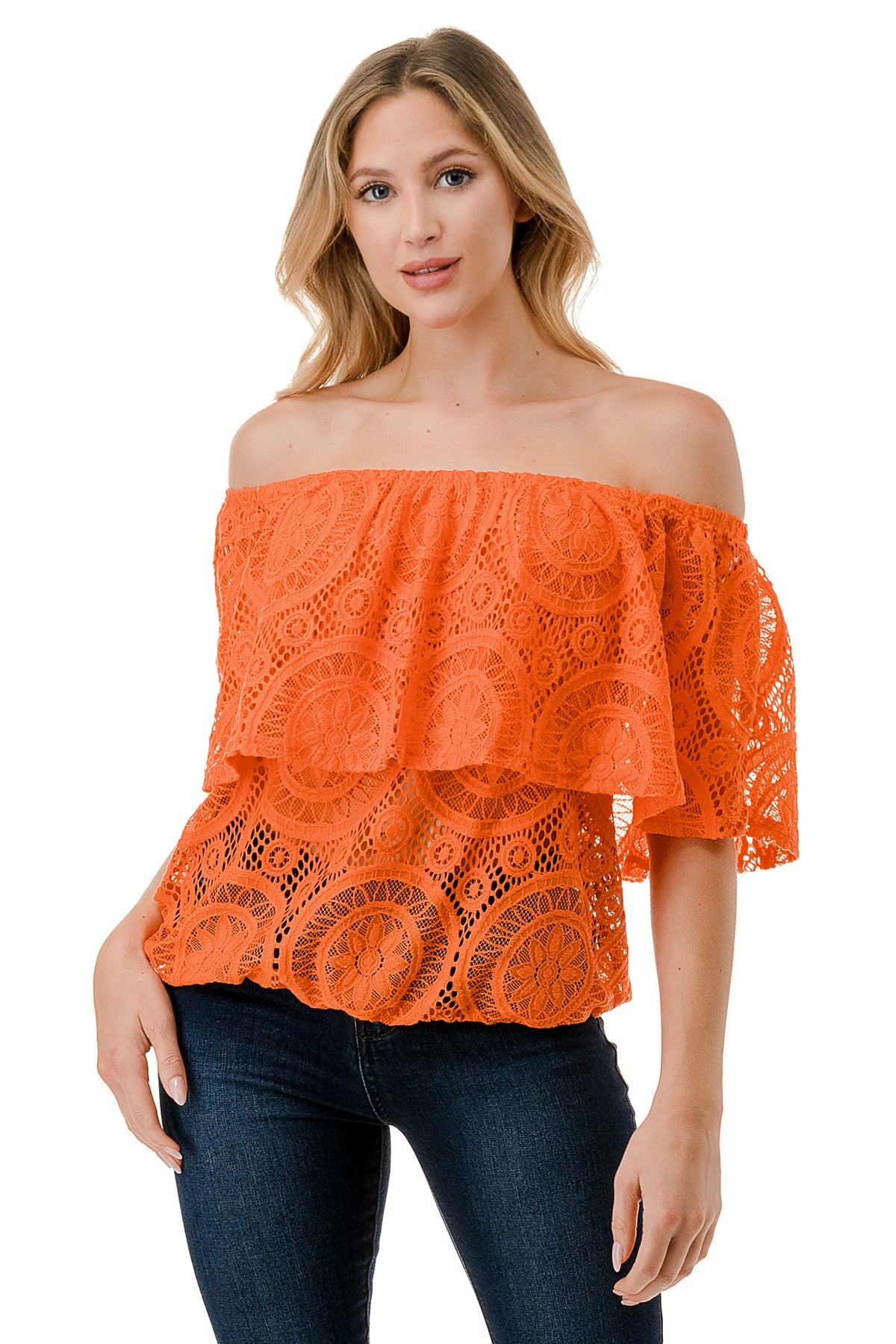 ALIVIA TUBE TOP (ORANGE LACE)- VT2499