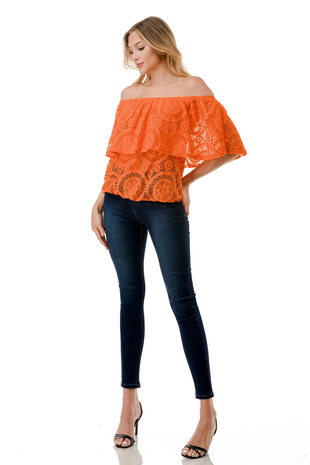 ALIVIA TUBE TOP (ORANGE LACE)- VT2499