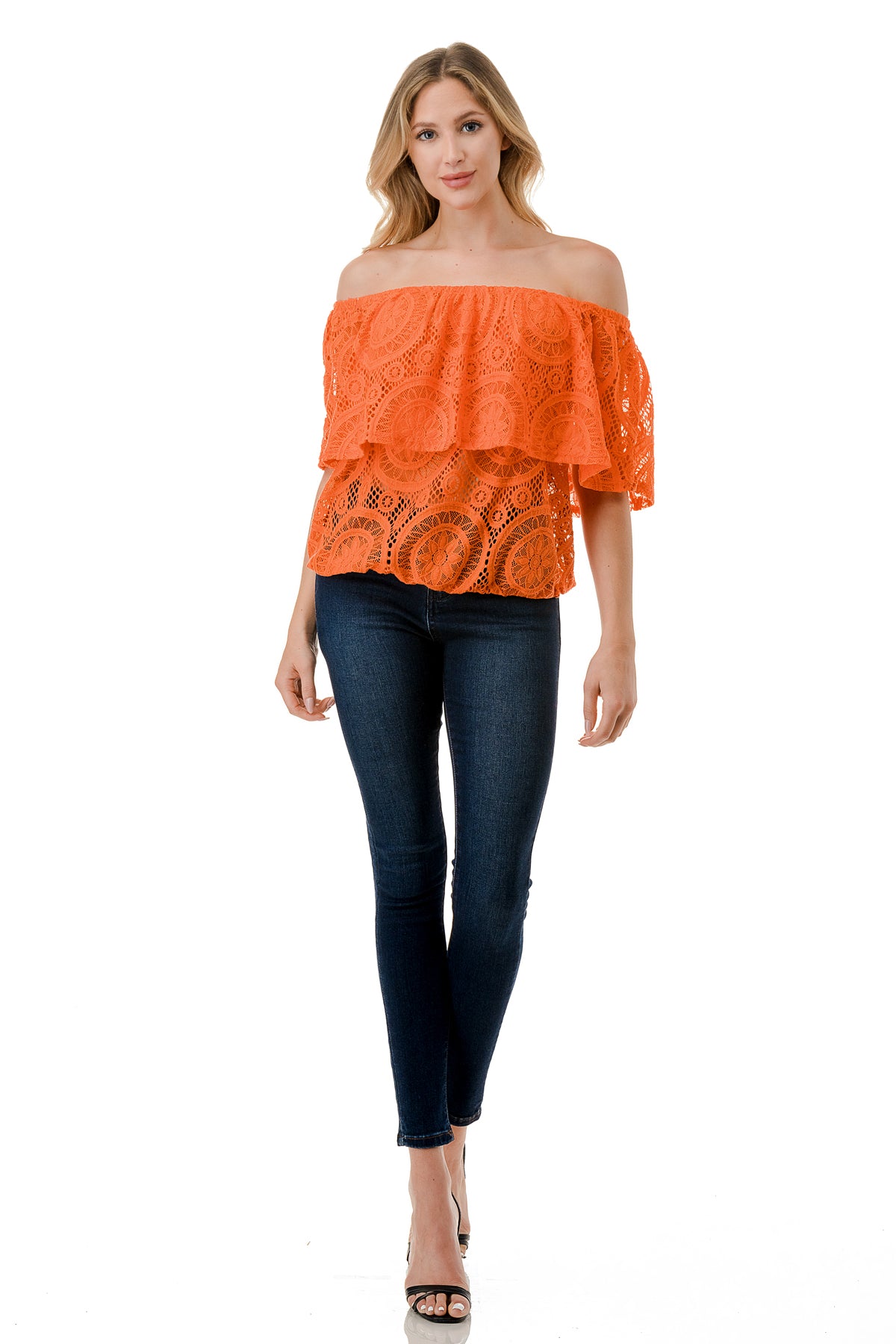ALIVIA TUBE TOP (ORANGE LACE)- VT2499