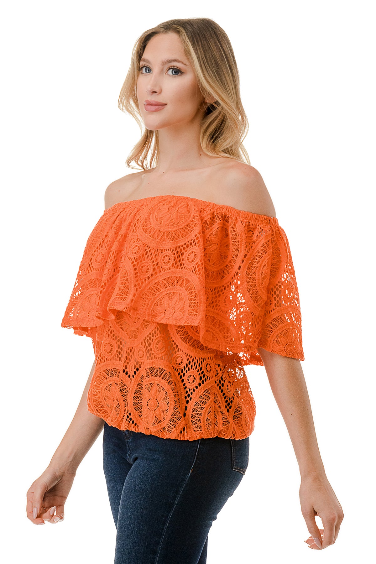 ALIVIA TUBE TOP (ORANGE LACE)- VT2499