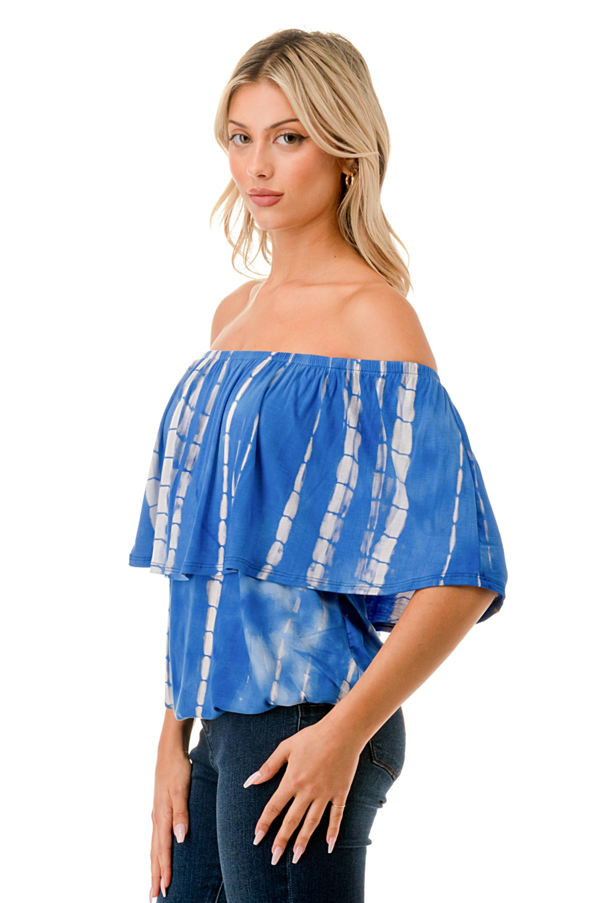 ALIVIA TUBE TOP (ROYAL BLUE GREY BAMBOO)- VT2499