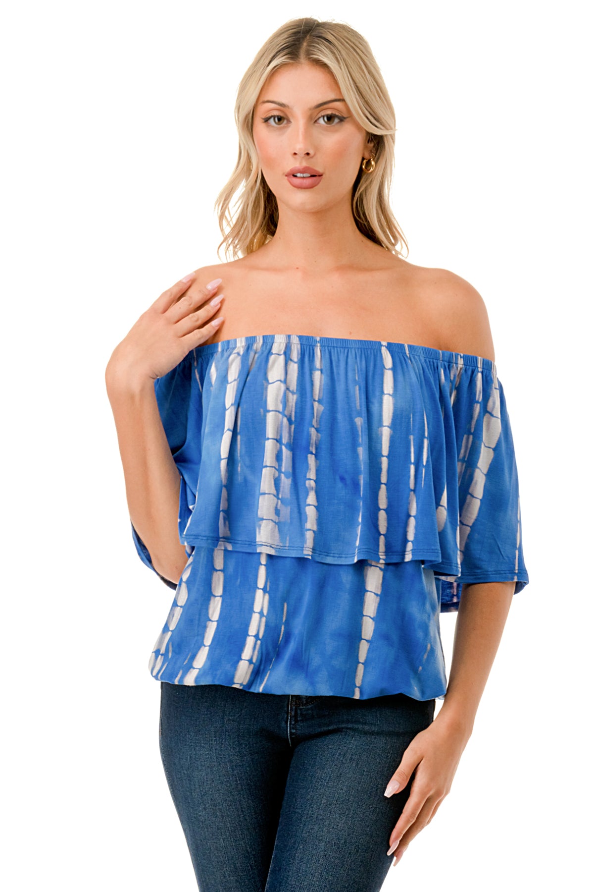 ALIVIA TUBE TOP (ROYAL BLUE GREY BAMBOO)- VT2499