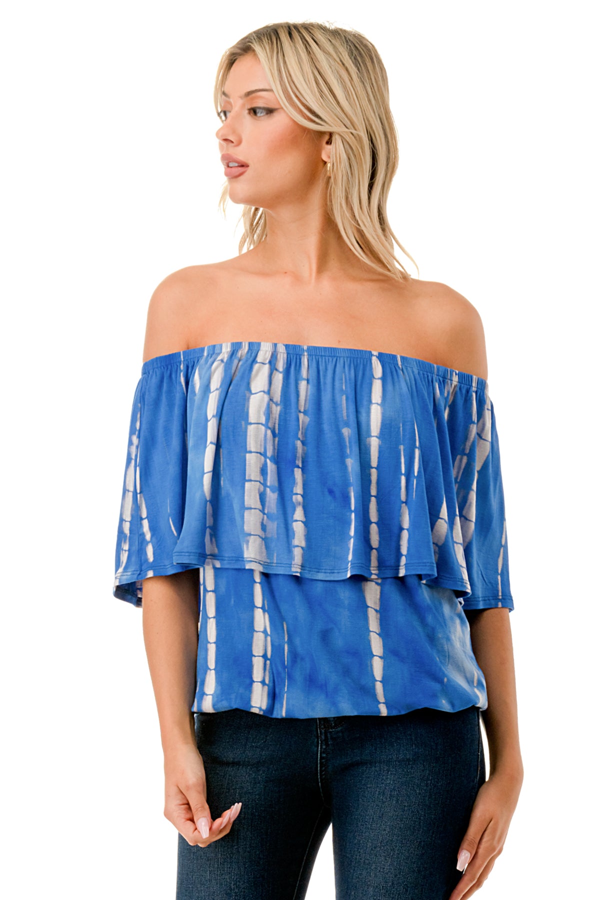ALIVIA TUBE TOP (ROYAL BLUE GREY BAMBOO)- VT2499
