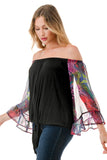 HARRIET OFF SHOULDER TOP (BLACK / FANTASY)- VT2509