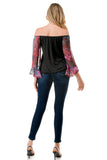 HARRIET OFF SHOULDER TOP (BLACK / FANTASY)- VT2509