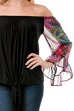 HARRIET OFF SHOULDER TOP (BLACK / FANTASY)- VT2509