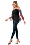 HARRIET OFF SHOULDER TOP (BLACK / FANTASY)- VT2509