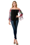 HARRIET OFF SHOULDER TOP (BLACK / FANTASY)- VT2509
