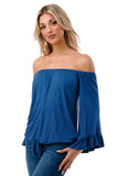 HARRIET OFF SHOULDER TOP (INDIGO)- VT2509