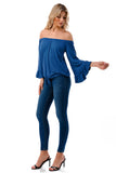 HARRIET OFF SHOULDER TOP (INDIGO)- VT2509