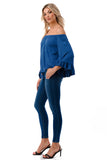 HARRIET OFF SHOULDER TOP (INDIGO)- VT2509