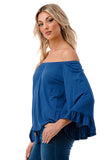 HARRIET OFF SHOULDER TOP (INDIGO)- VT2509