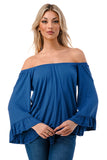 HARRIET OFF SHOULDER TOP (INDIGO)- VT2509