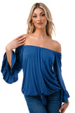 HARRIET OFF SHOULDER TOP (INDIGO)- VT2509