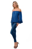HARRIET OFF SHOULDER TOP (INDIGO)- VT2509
