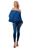 HARRIET OFF SHOULDER TOP (INDIGO)- VT2509