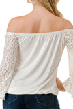 HARRIET OFF SHOULDER TOP (IVORY / IVORY LACE)- VT2509