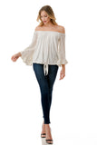 HARRIET OFF SHOULDER TOP (IVORY / IVORY LACE)- VT2509