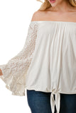 HARRIET OFF SHOULDER TOP (IVORY / IVORY LACE)- VT2509