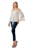 HARRIET OFF SHOULDER TOP (IVORY / IVORY LACE)- VT2509