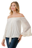 HARRIET OFF SHOULDER TOP (IVORY / IVORY LACE)- VT2509