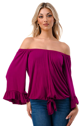 HARRIET OFF SHOULDER TOP (MAGENTA)- VT2509