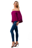 HARRIET OFF SHOULDER TOP (MAGENTA)- VT2509