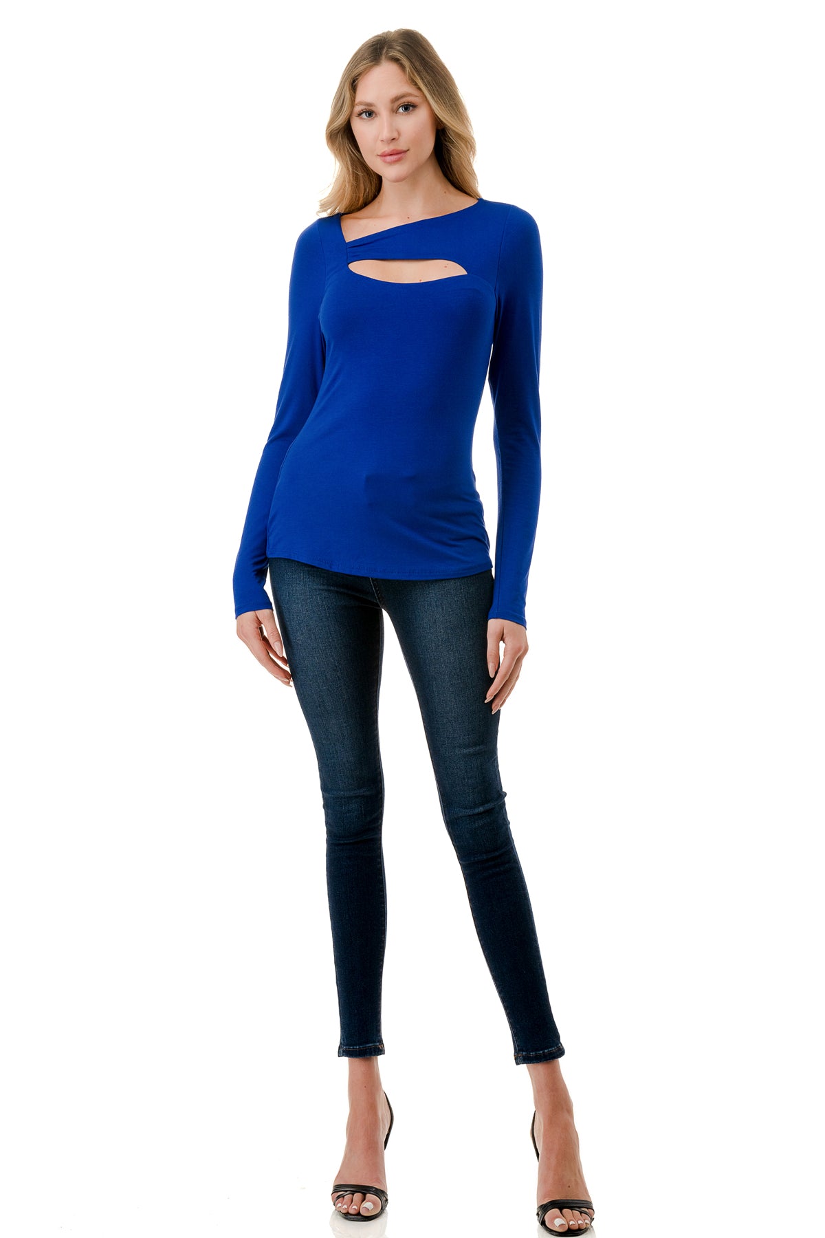 ROCIO SPLIT YOKE TOP (ROYAL BLUE)-VT2595
