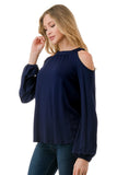 MICHELLE COLD SHOULDER TOP (NAVY)-VT2609