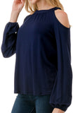 MICHELLE COLD SHOULDER TOP (NAVY)-VT2609