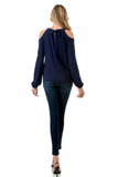 MICHELLE COLD SHOULDER TOP (NAVY)-VT2609