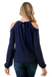 MICHELLE COLD SHOULDER TOP (NAVY)-VT2609