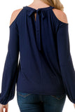 MICHELLE COLD SHOULDER TOP (NAVY)-VT2609