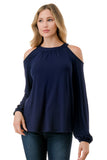 MICHELLE COLD SHOULDER TOP (NAVY)-VT2609