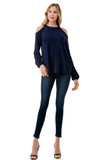 MICHELLE COLD SHOULDER TOP (NAVY)-VT2609