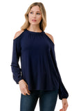 MICHELLE COLD SHOULDER TOP (NAVY)-VT2609