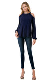 MICHELLE COLD SHOULDER TOP (NAVY)-VT2609